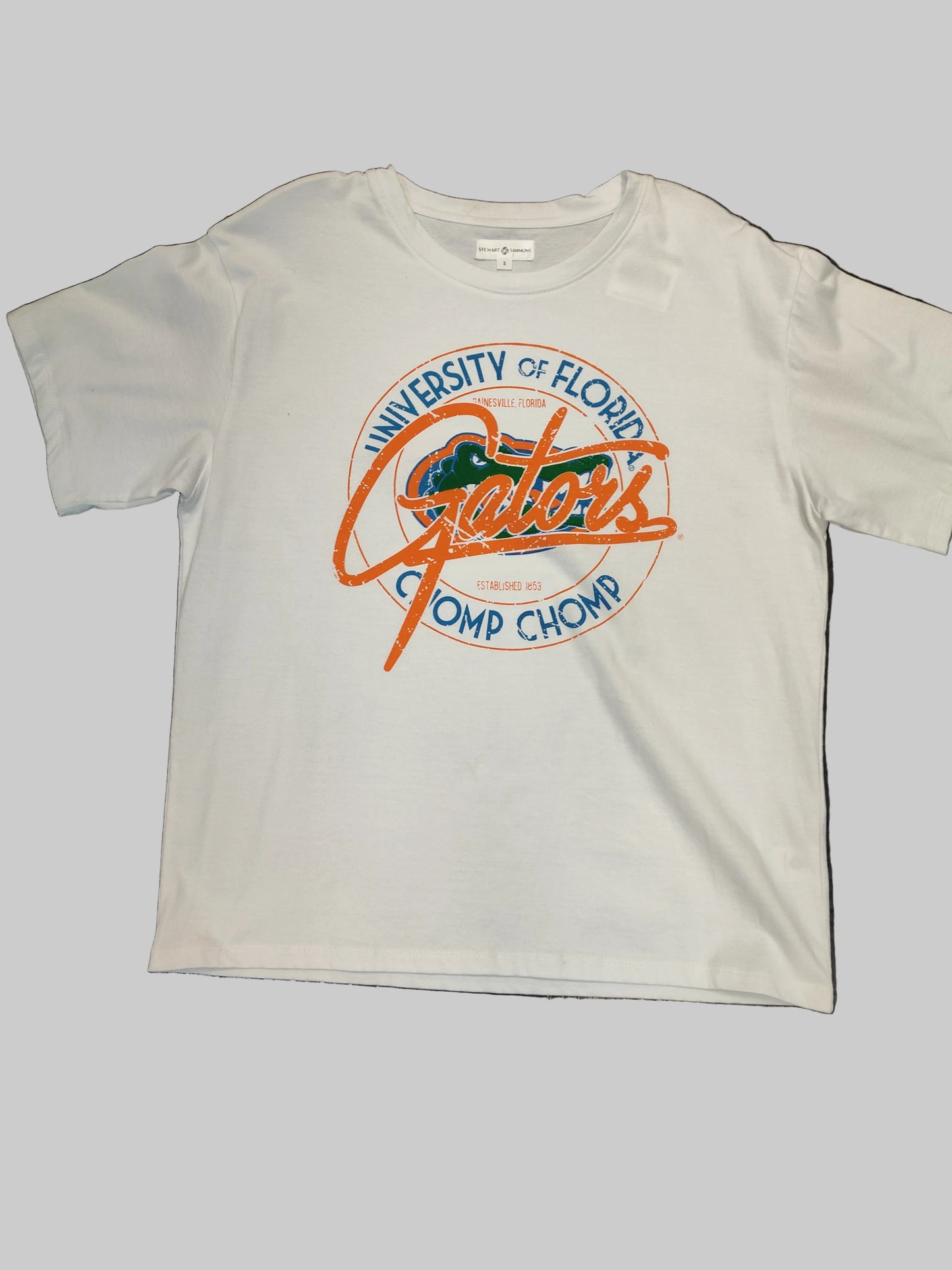University Of Florida Gators Stewart Simmons Ladies White Chomp Chomp tee