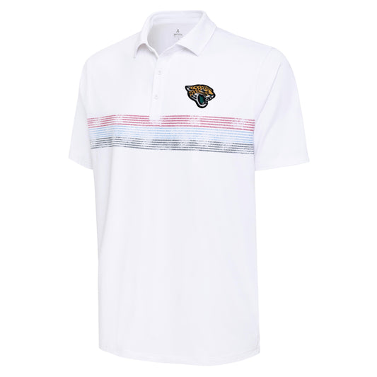 Jacksonville Jaguars Dashing White Striped Polo Antigua
