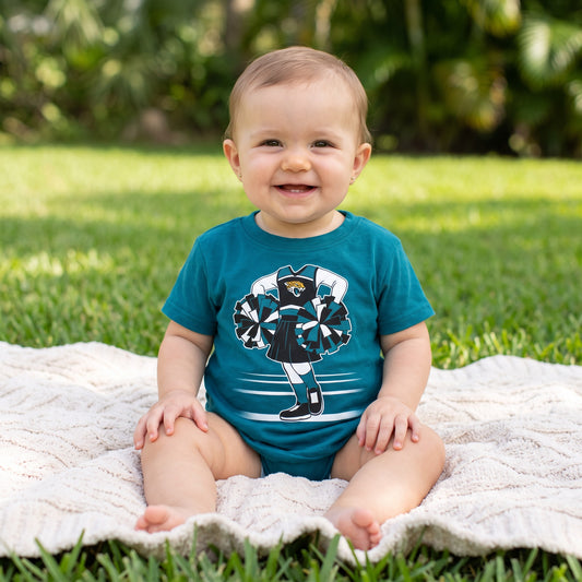 NFL Jacksonville Jaguars Outerstuff Infant Game Fit Girl Short Sleeve Tee - on-model lifestyle photo