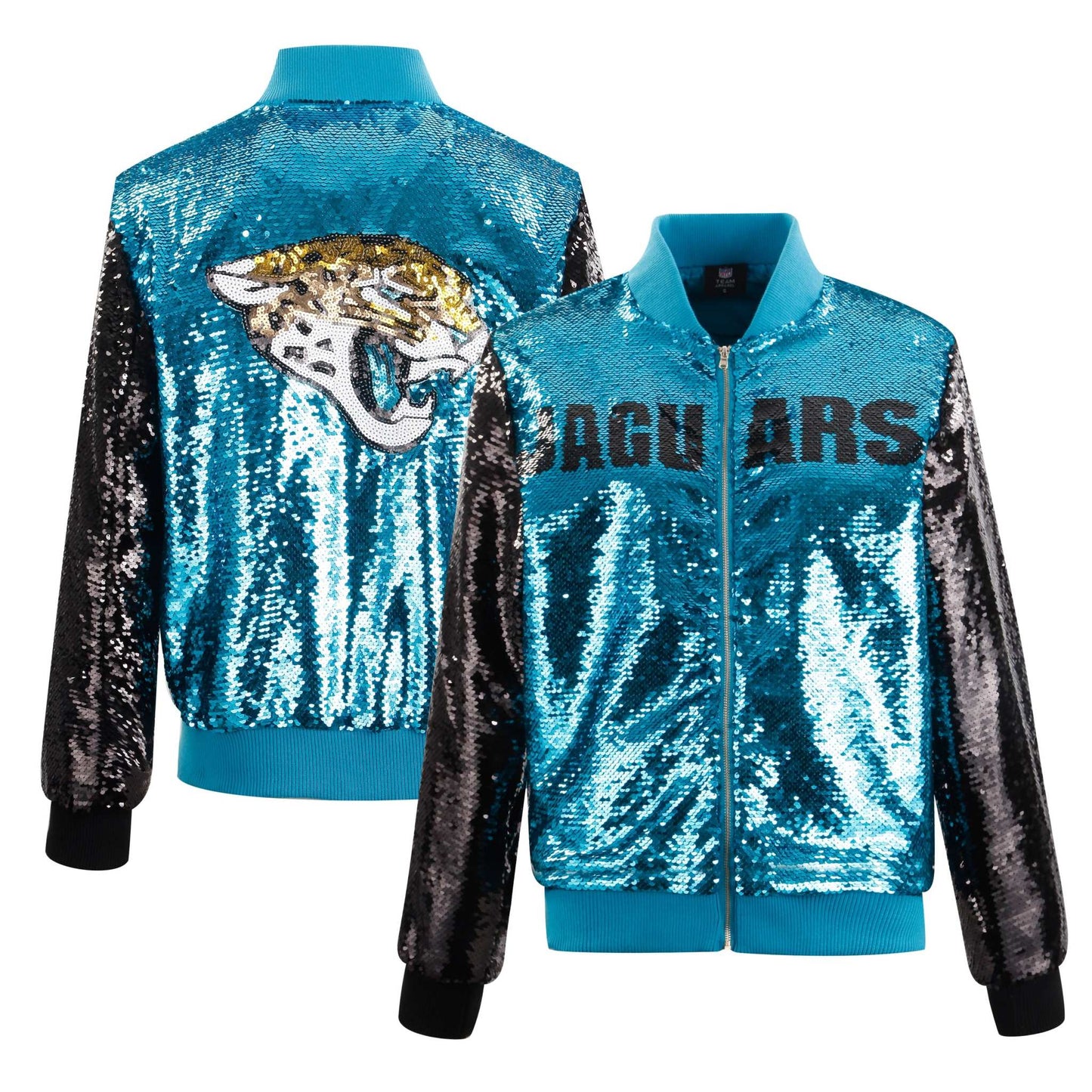 Jacksonville Jaguars Two Tone Sequin Jacket Teal & Black