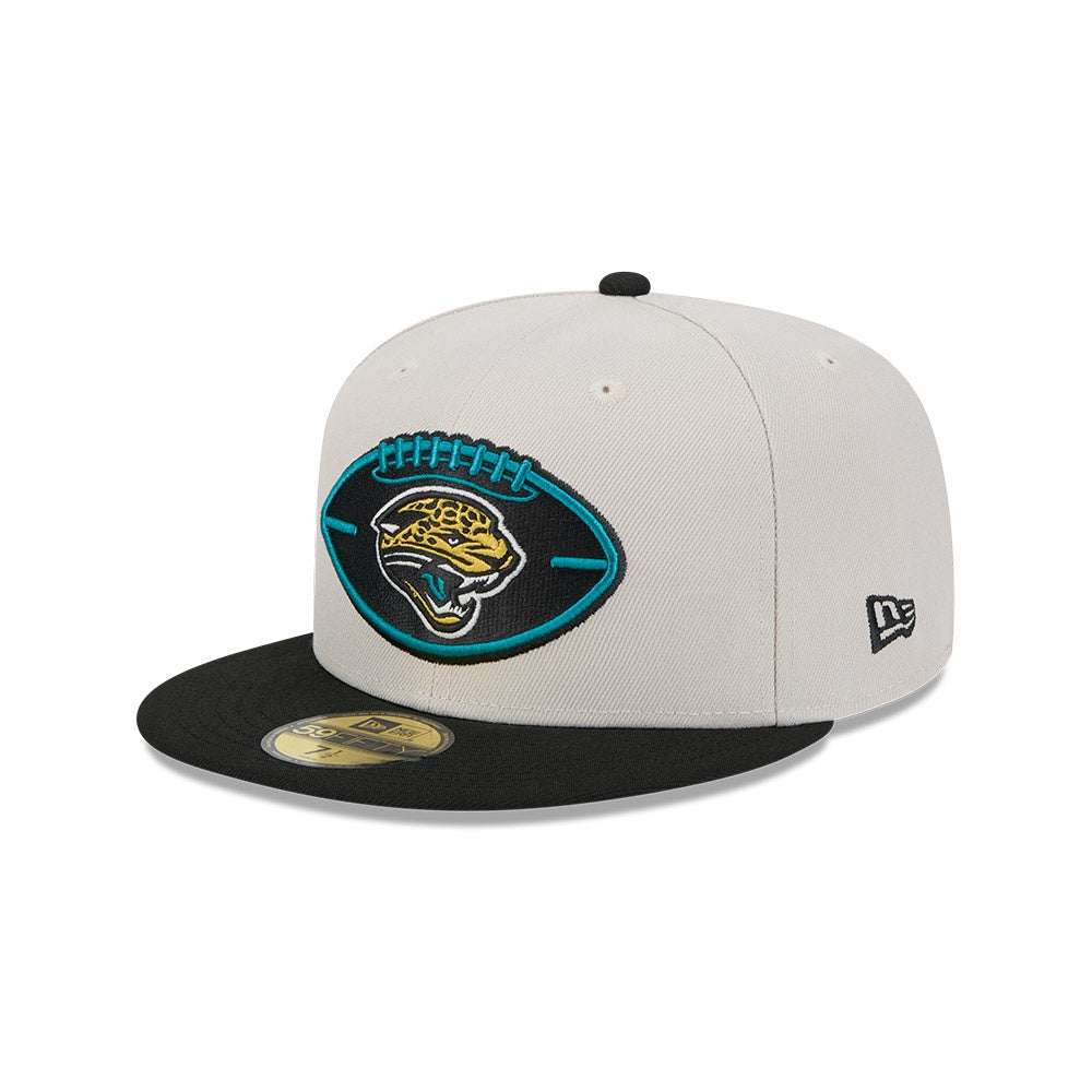Jacksonville Jaguars New Era 2024 Sideline Historic 59Fifty fitted hat with flat brim and throwback logo