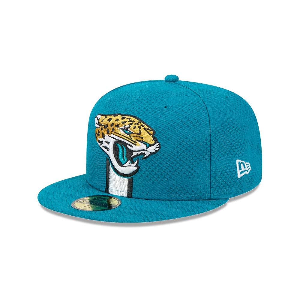 Jacksonville Jaguars 2024 teal 59Fifty fitted sideline hat with flat brim and structured crown