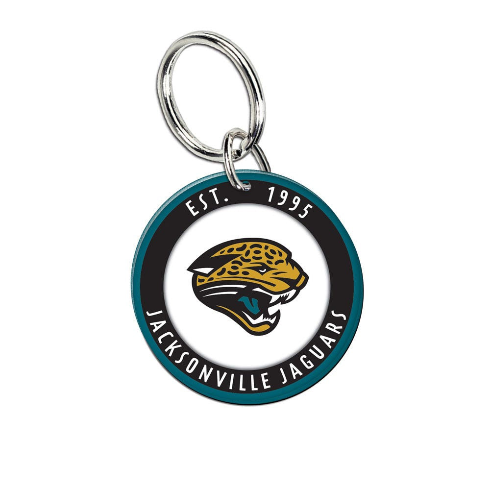 NFL Jacksonville Jaguars WinCraft Retro Ring Collection Premium Acrylic Key Ring Teal and Black