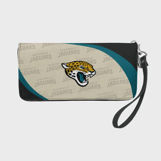 Jacksonville Jaguars Fold Over Crossbody Pebble Curve Zip Organizer Wallet