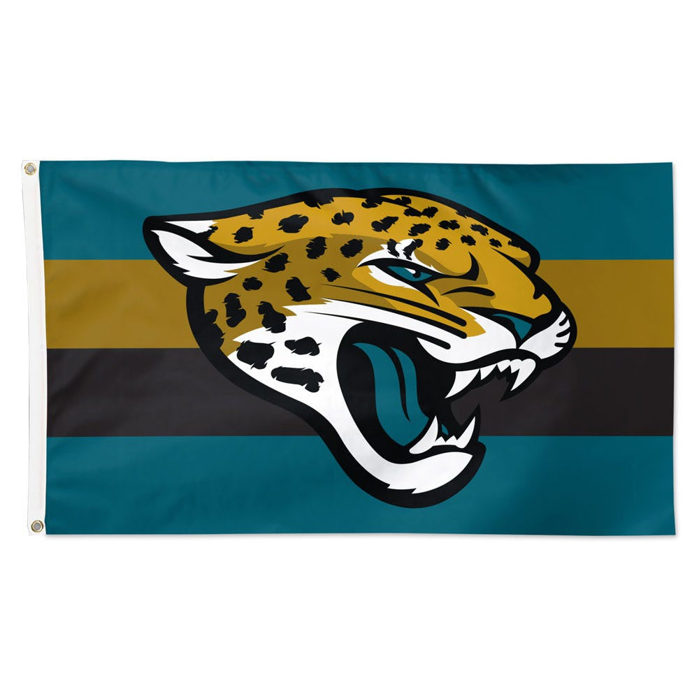 NFL Jacksonville Jaguars WinCraft Classic Stripes Deluxe Flag 3 x 5 Foot Teal and Black