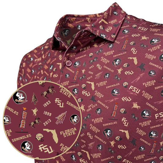 FSU Seminole Safari Print Polo — print detail