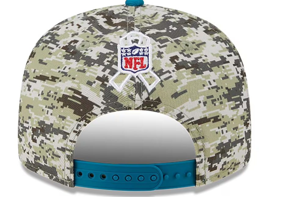 NFL Jacksonville Jaguars New Era Camo/Teal 2023 Salute To Service 9FIFTY Snapback Hat