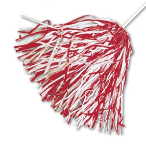 Solid Crimson/White Pom Poms