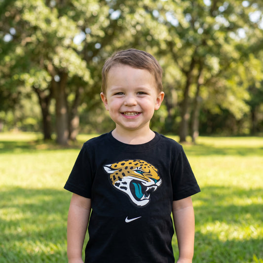 NFL Jacksonville Jaguars Nike Toddler Logo Cotton Short Sleeve Tee - Black - on-model lifestyle photo