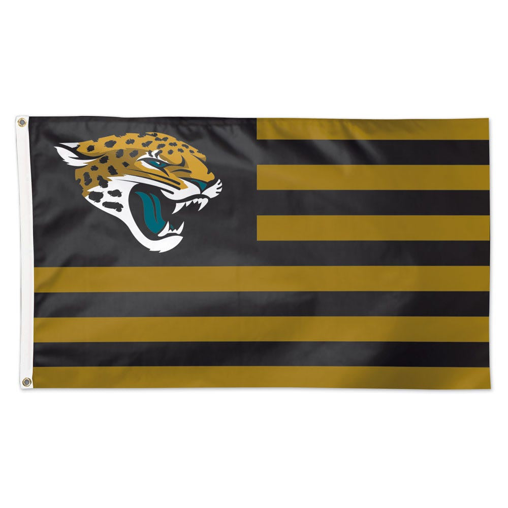 NFL Jacksonville Jaguars WinCraft Patriotic Americana Deluxe Flag 3 x 5 Foot Red White and Blue