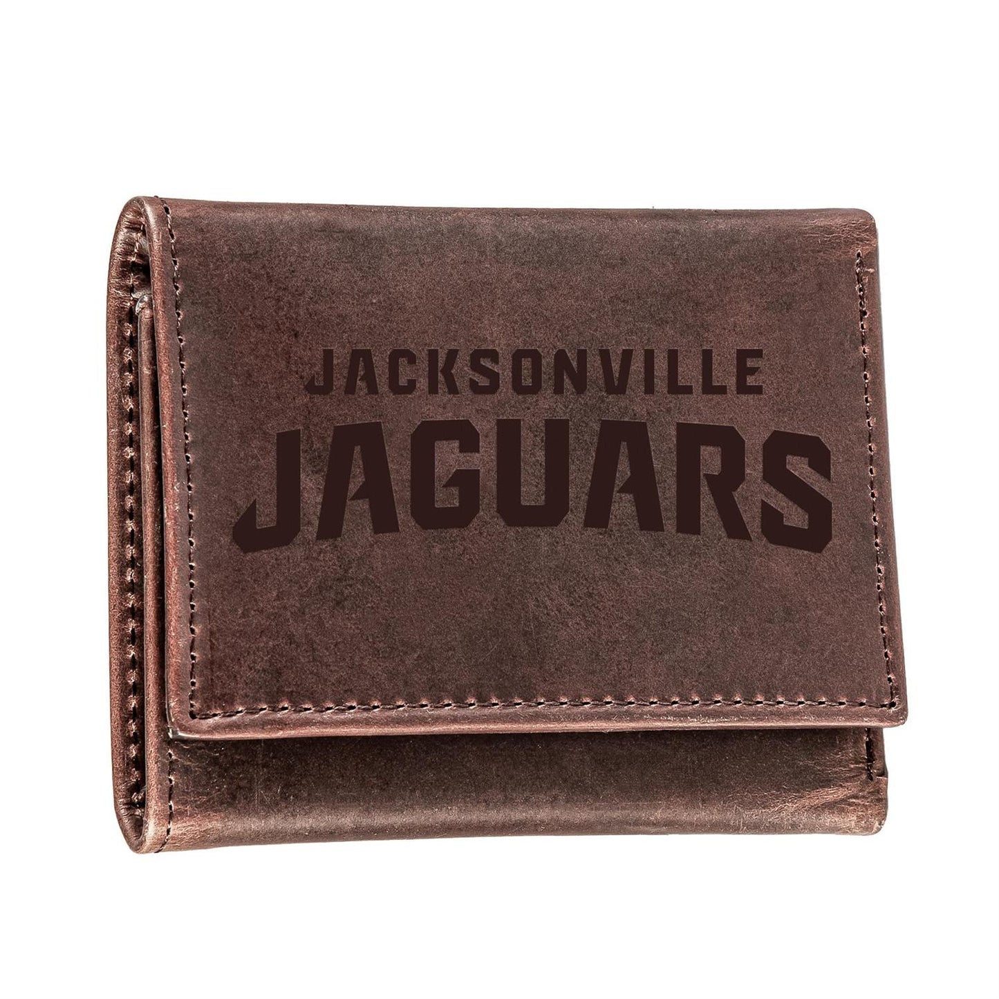 NFL Jacksonville Jaguars Evergreen Brown Genuine Leather Tri-Fold Wallet