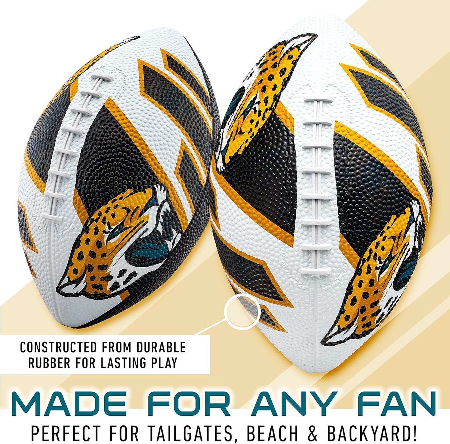 Jacksonville Jaguars mini 8.5 inch youth rubber football with team colors and graphics