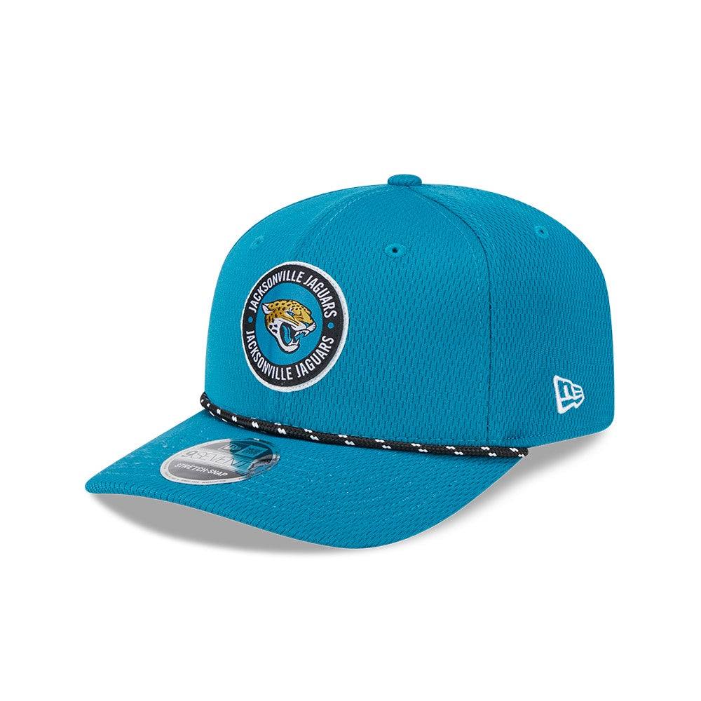 Jacksonville Jaguars New Era 2024 Sideline Teal 9Seventy Stretch-Snap Hat with breathable fabric and adjustable fit