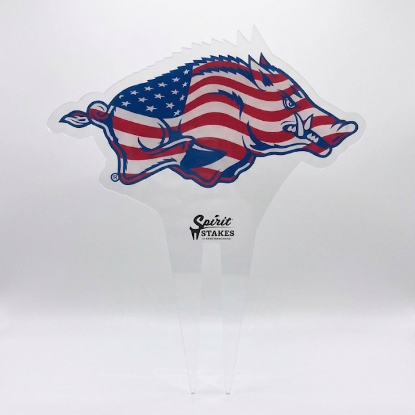 Arkansas American Flag Razorback Garden Sign