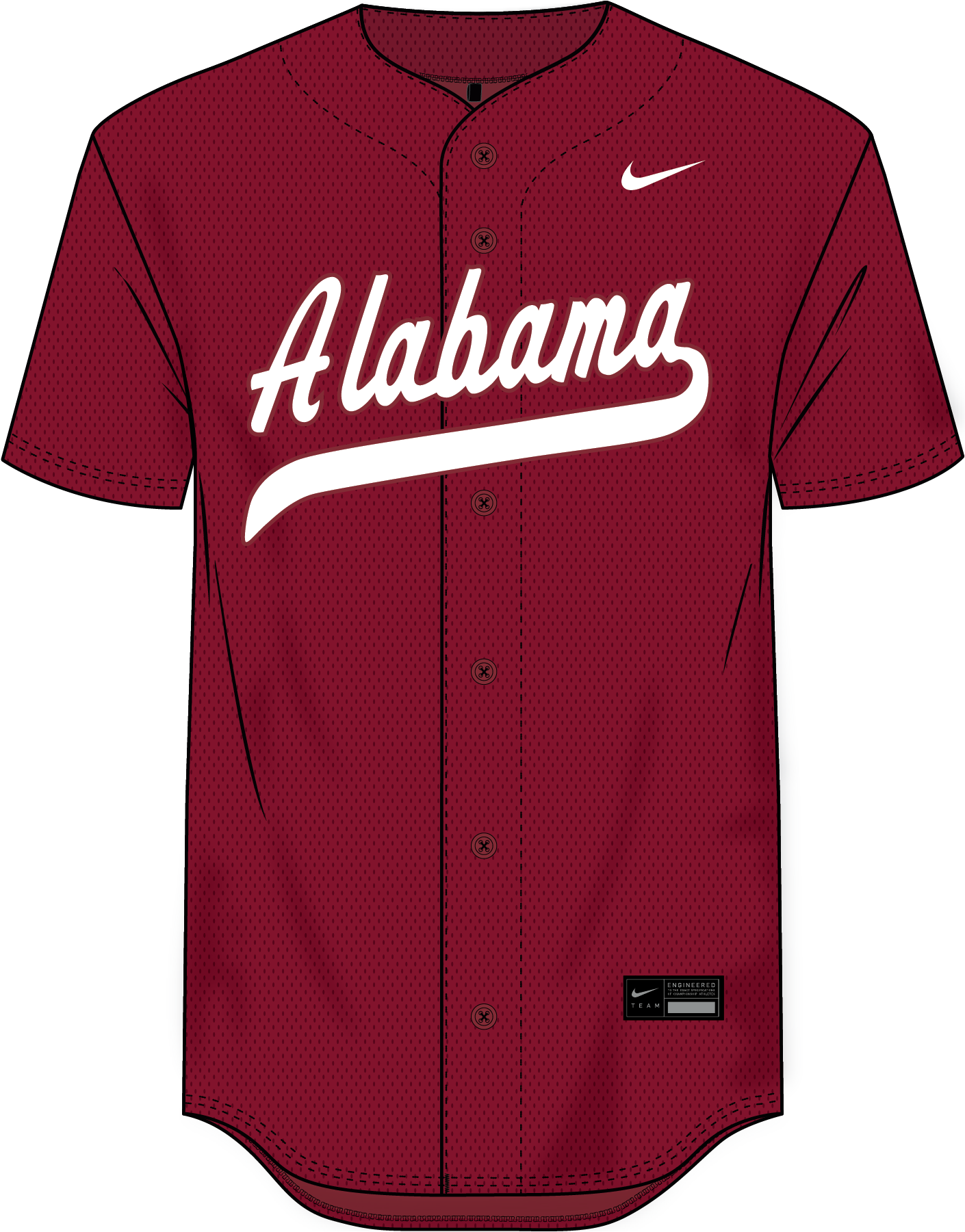 NCAA Alabama Crimson Tide Nike College Baseball Replica Road Wordmark Jersey