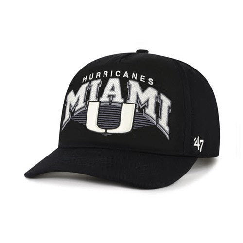 NCAA Miami Hurricanes '47 Brand Black Pomona Hitch Snapback Hat