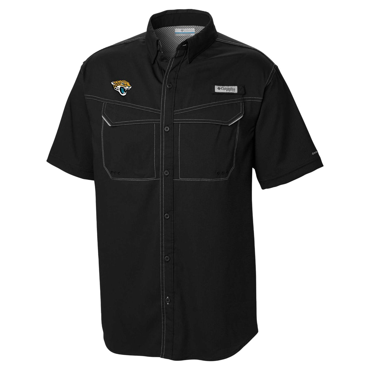 Jacksonville Jaguars men's black Columbia Offshore polo shirt with moisture-wicking and UV protection