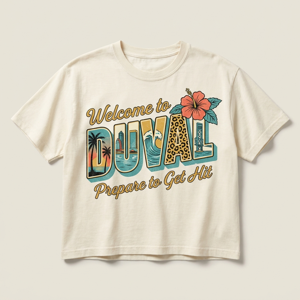 Welcome to Duval Postcard Crop Top Prepare To Get Hit – Women's