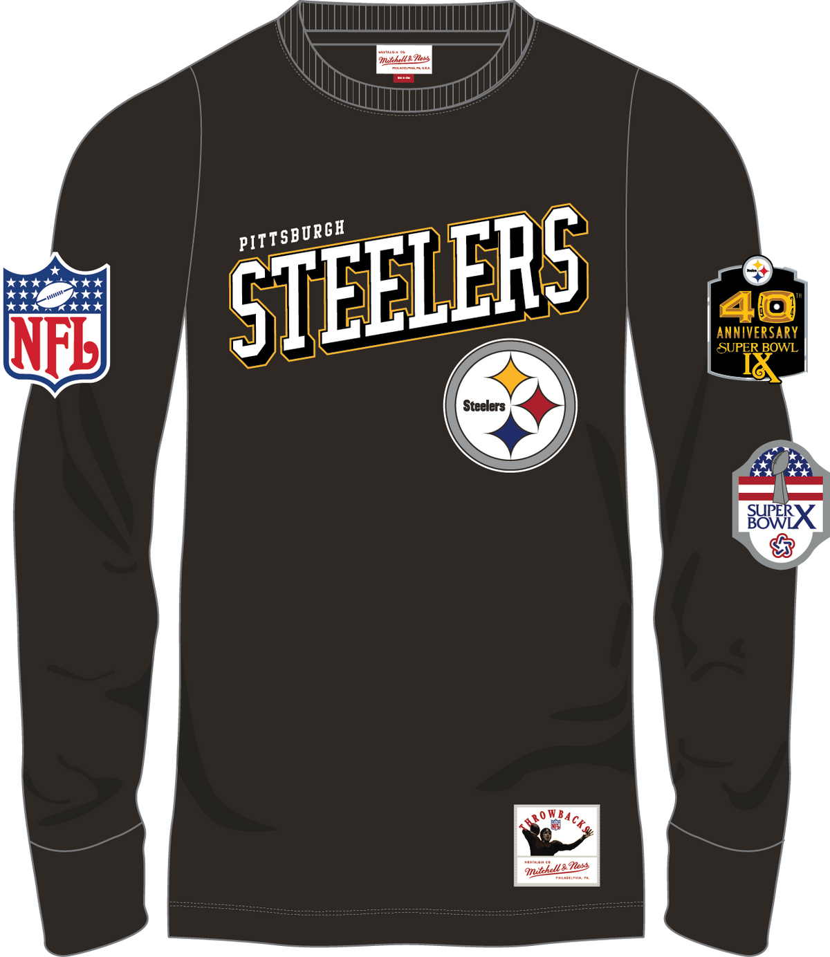 Pittsburgh Steelers Mitchell & Ness Men's Training Camp Black Long Sleeve T-Shirt