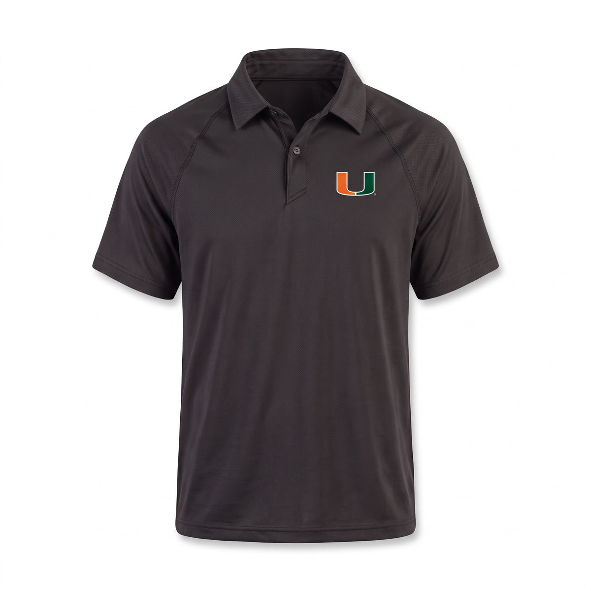 NCAA Miami Hurricanes Black Cutter & Buck Forge Eco Stretch Recycled Mens Polo
