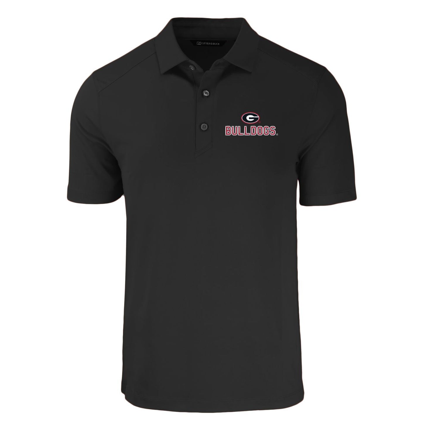 NCAA Georgia Bulldogs Cutter & Buck Black Forge Recycled Four-Way Stretch Mens Polo