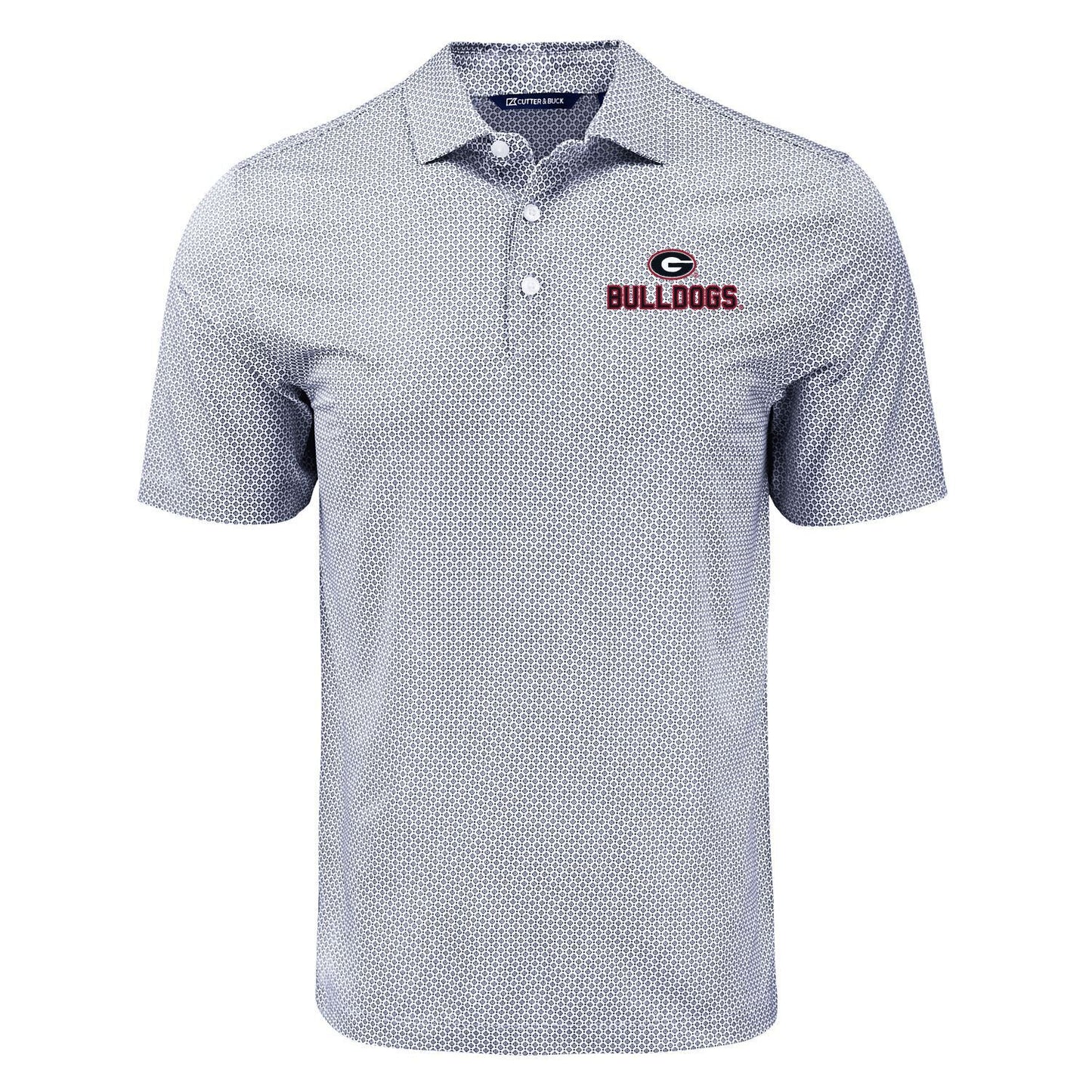 NCAA Georgia Bulldogs Cutter & Buck Black Pike Recycled Diamond Dot Print Mens Polo