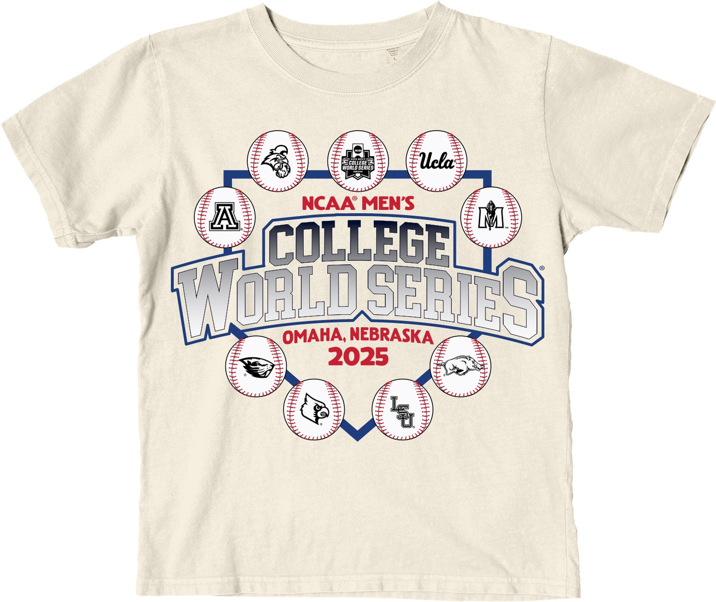 NCAA Mens College World Series 2025 8 Team Ham Porter Ivor T-Shirt