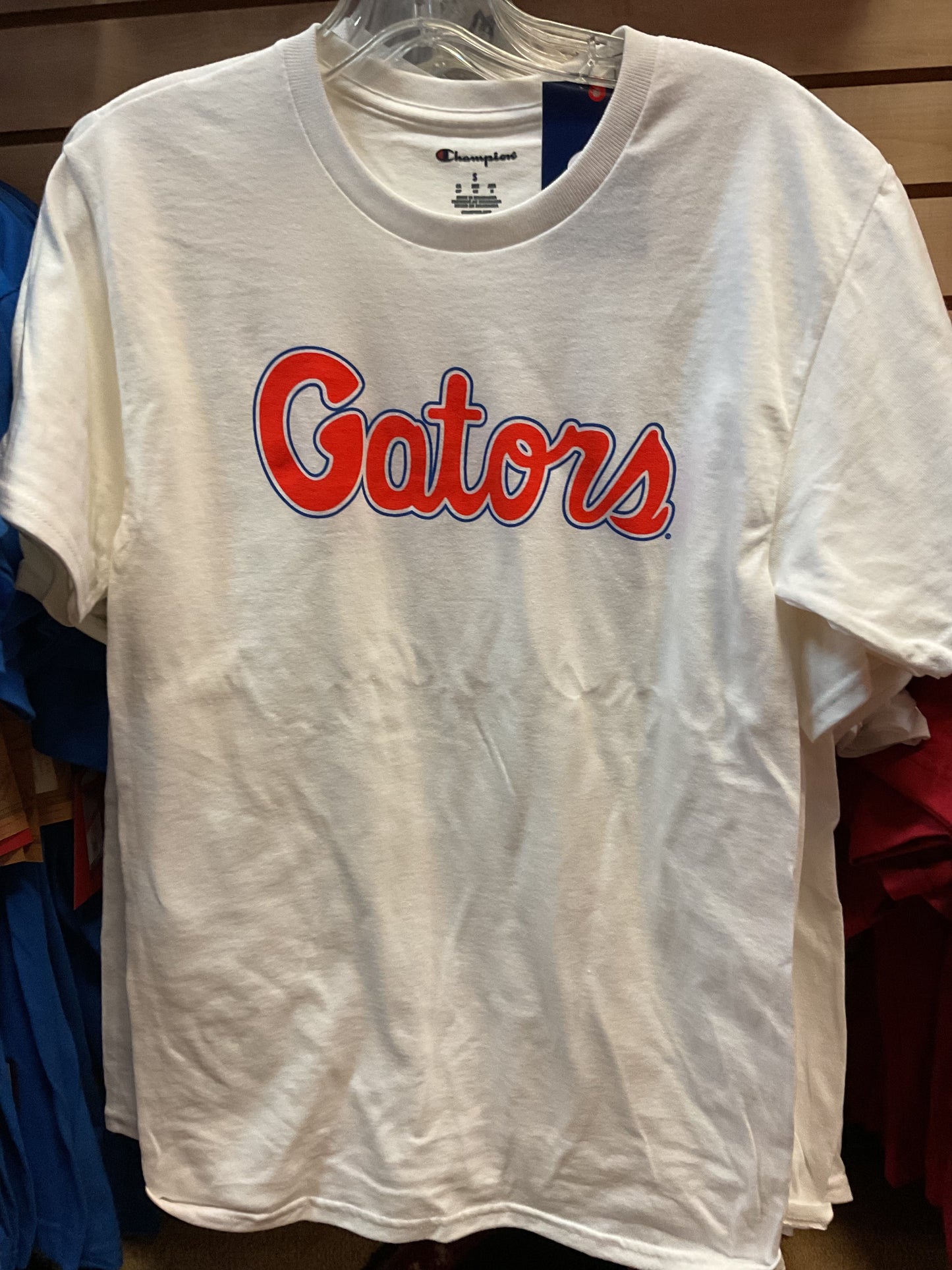 University of Florida Gators Men’s Champion Brand White Gators Script Tee