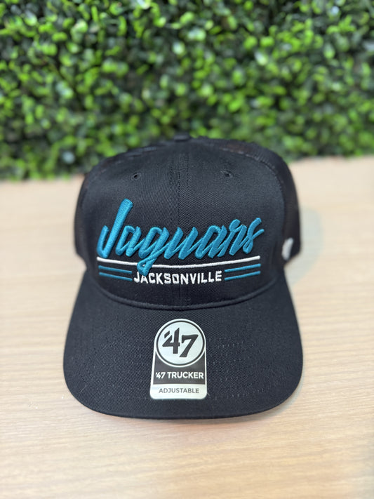 Jacksonville Jaguars Script Bar  Black 47 Brand Hat