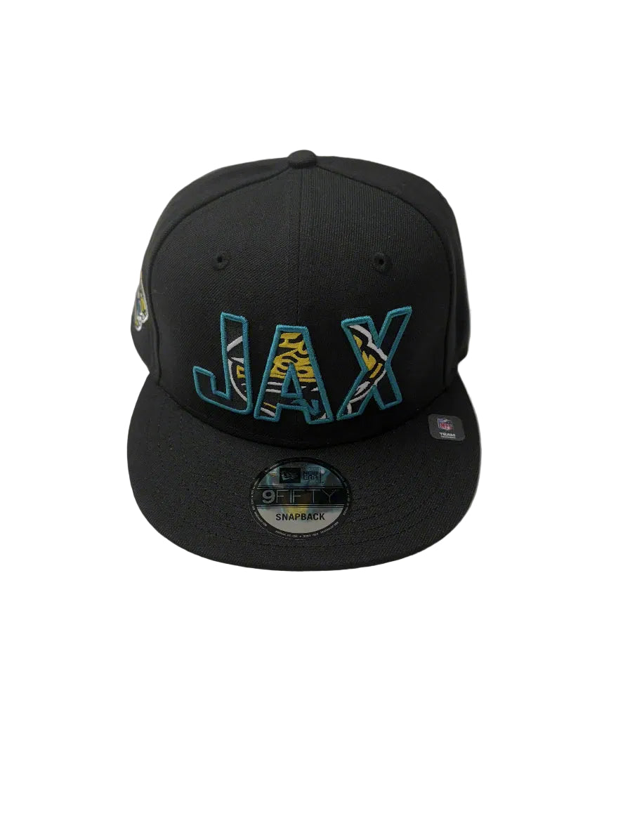 Jacksonville Jaguars JAX Slogan Vintage Logo Custom 9Fifty Snapback Black - officially licensed fan gear