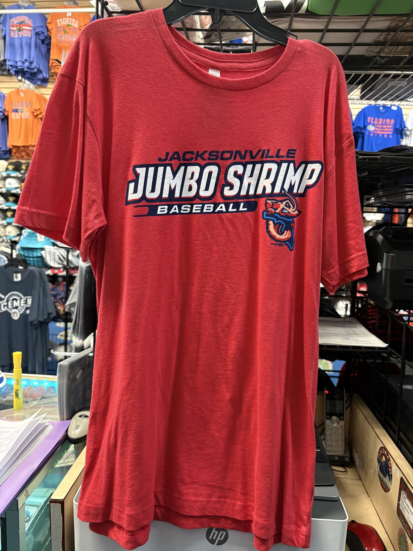 Jacksonville jumbo Shrimp Brimm Ridder Red Baseball T-Shirt