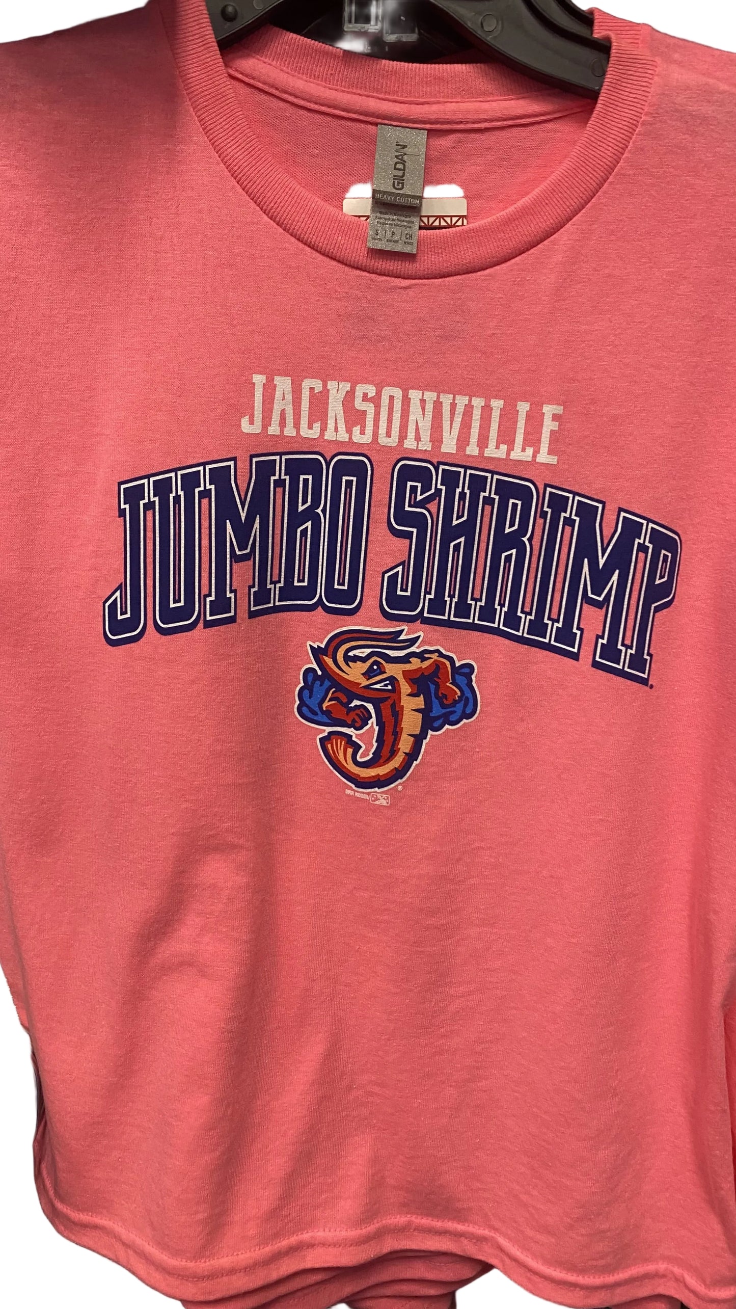 Jacksonville jumbo Shrimp Brimm Ridder YOUTH Pink Baseball T-Shirt - officially licensed fan gear
