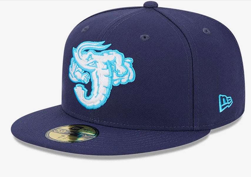 Jacksonville Jumbo Shrimp navy 59Fifty fitted baseball hat with Jumbo Shrimp logo