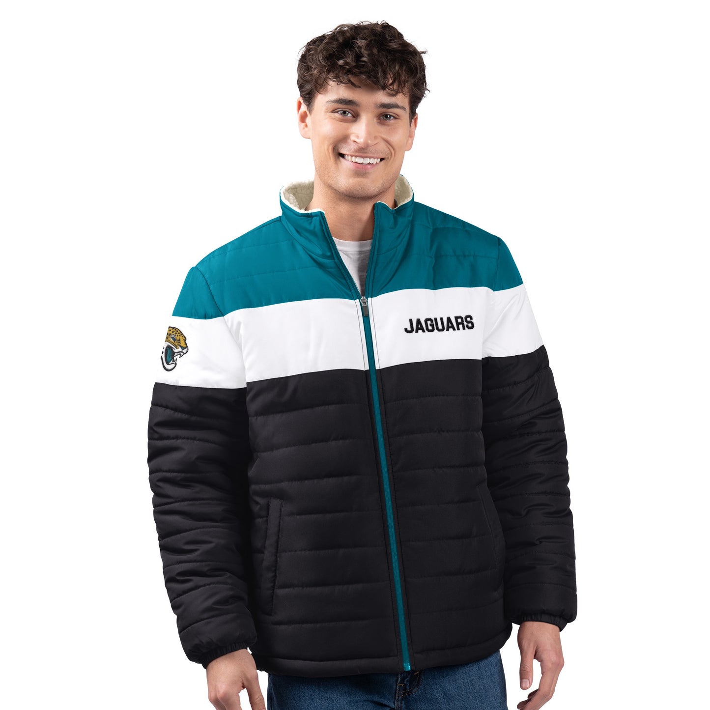 JACKSONVILLE JAGUARS MEN PUFFER SHERPA LINED SET-IN JACKET