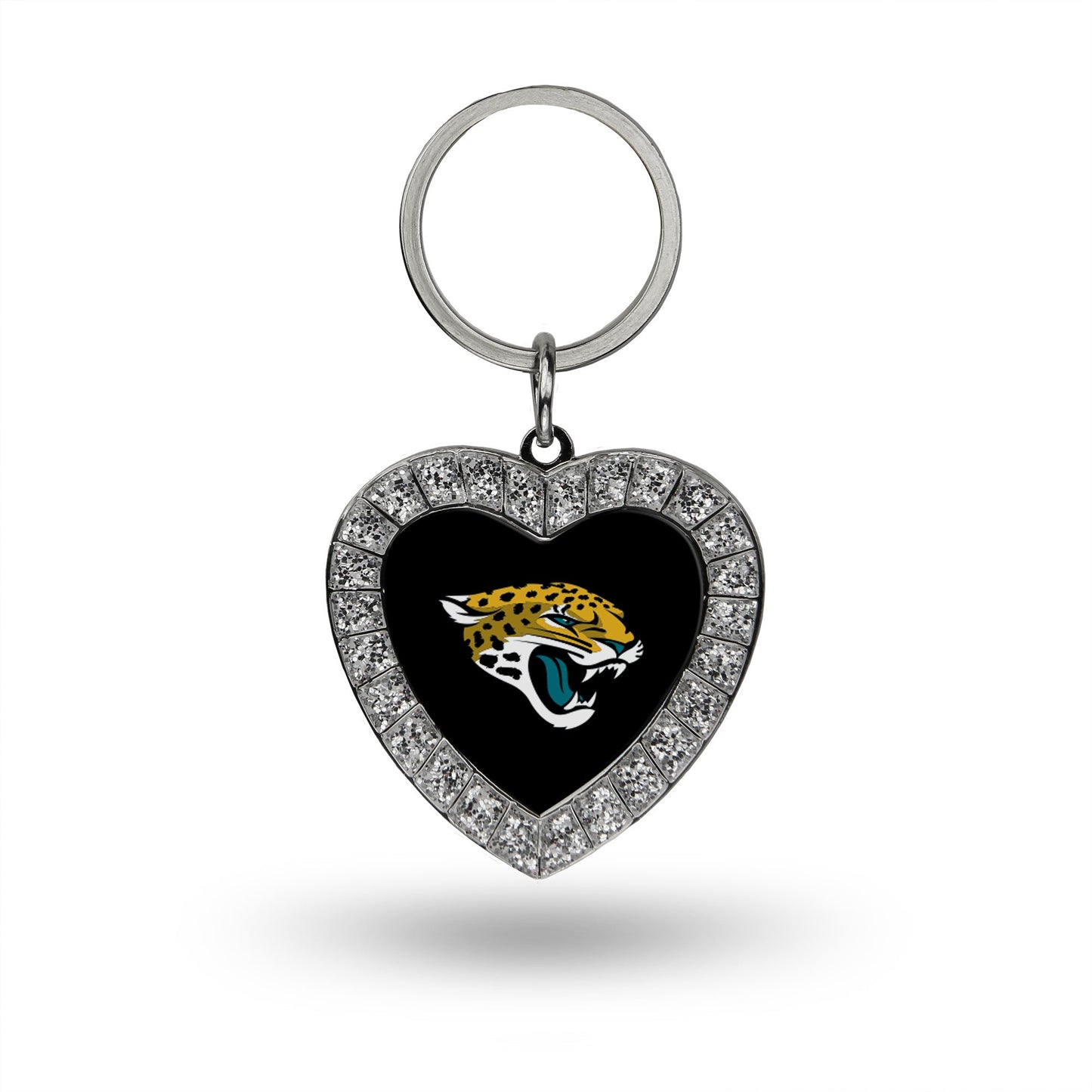 NFL Jaguars Rhinestone Heart Keychain