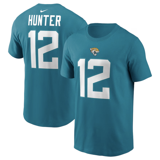 NFL Jacksonville Jaguars Travis Hunter Nike Teal 2025 Game T-Shirt Jersey - officially licensed fan gear