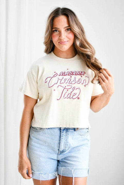 University of Alabama Lasso Luxe Heavyweight Crop Tee
