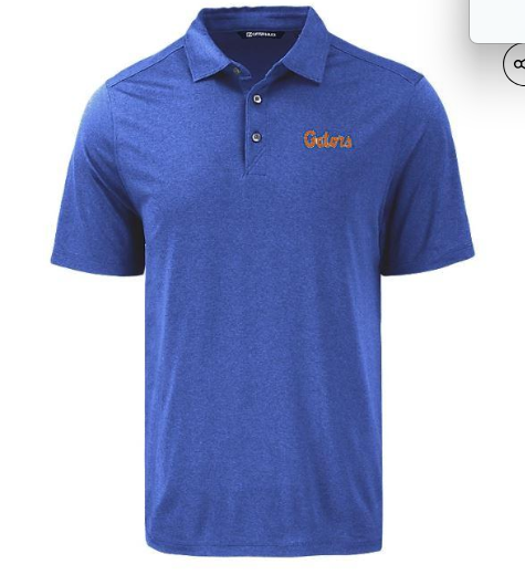 University of Florida Gators Script Logo Pique Cutter & Buck Polo Blue