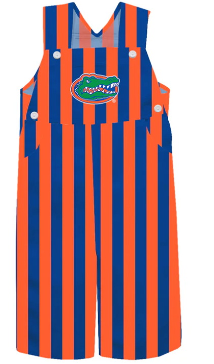 University of Florida Gators Vive La Fete Blue/Orange Stripes Logo Boys Overalls - officially licensed fan gear