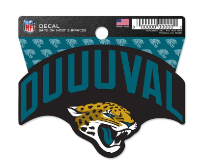 Jacksonville Jaguars Wincraft Duuuval Slogan Clean Cut Decal 3"X4"