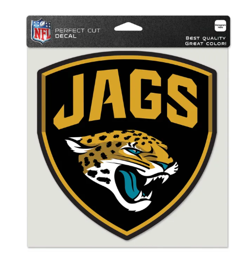 Jacksonville Jaguars Wincraft Secondary Logo Shield Perfect Cut Decal 8"X 8" - officially licensed fan gear