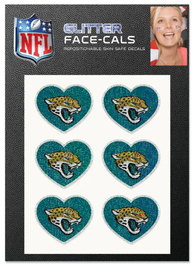 Jacksonville Jaguars Wincraft Heart Glitter Tattoo 6 Pack