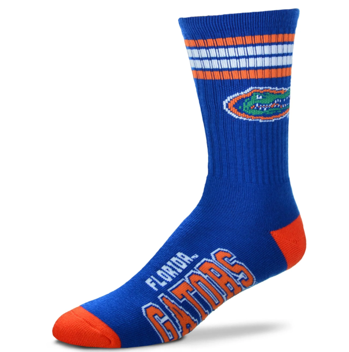 University of Florida Gators For Bare Feet 4 Stripe Deuce Socks