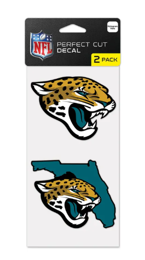Jacksonville Jaguars Wincraft State Shape Perfect Cut Decal Set of Two 4" X 4" - officially licensed fan gear