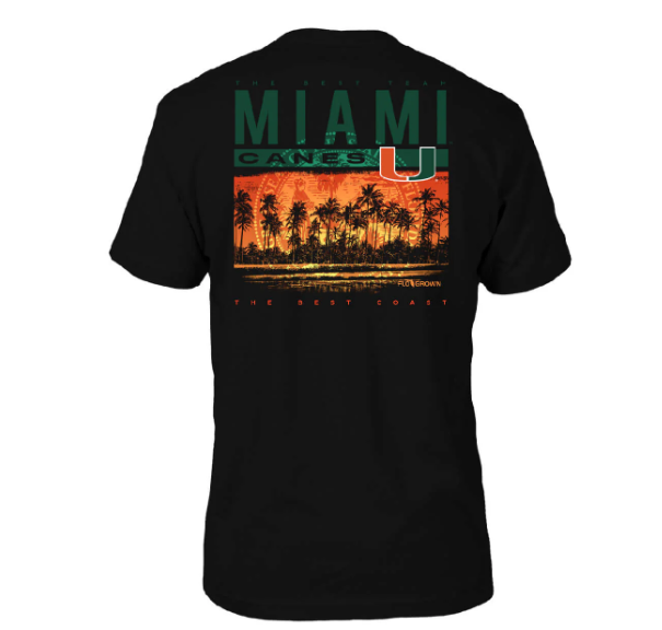 miami gear Men's FloGrown Black Miami Hurricanes Best Beach T-Shirt