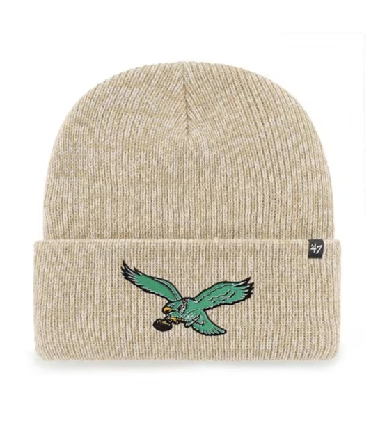 Philadelphia Eagles Khaki Retro Bird Brain Freeze Mens Knit Hat 47  BRAND