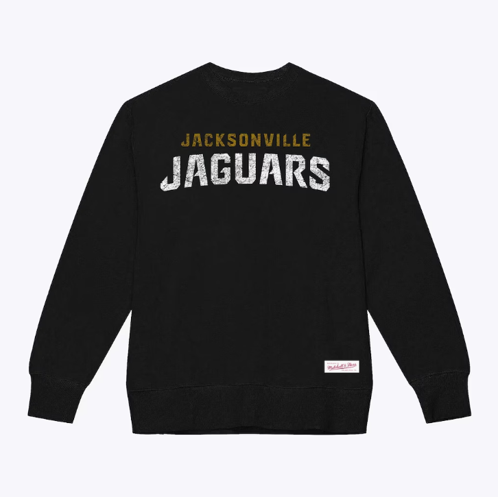 Jacksonville Jaguars Black Distressed Wordmark Logo Pullover Sweatshirt