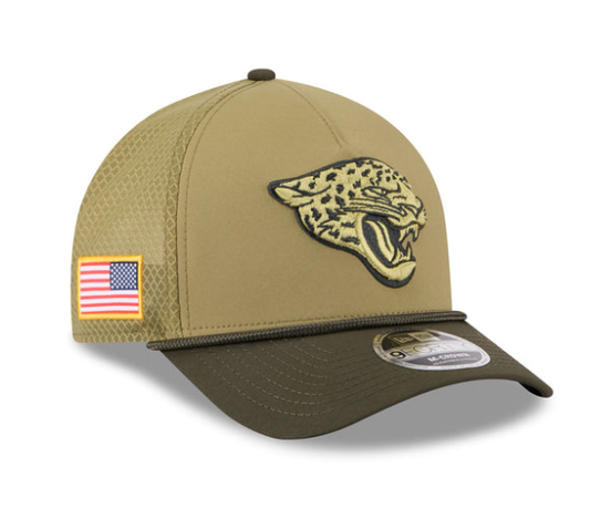 Jacksonville Jaguars New Era YOUTH M-Crown 9Forty 2025 Salute To Service - officially licensed fan gear