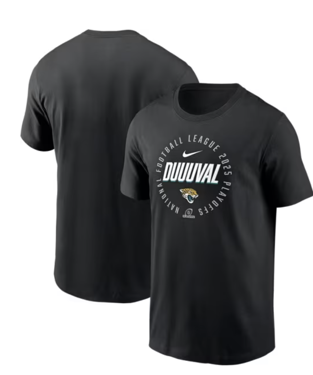 Jacksonville Jaguars Black 2025 Playoff Participant Highlight Receiver Short Sleeve T Shirt Youth Nike