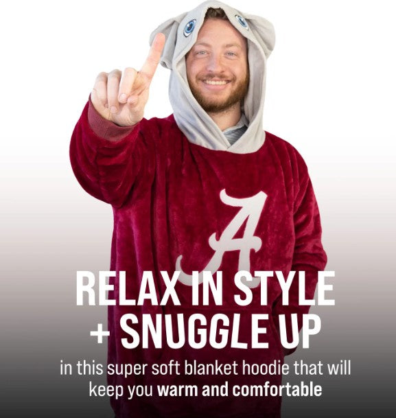 The University Of Alabama Big Al Snugible 2-in-1 Blanket Hoodie & Pillow - officially licensed fan gear